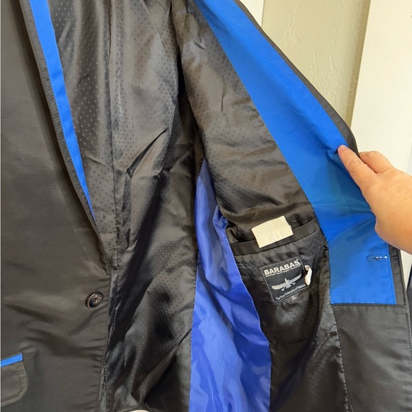 Barabas Jacket Men’s Suit Coat Blazer Size XL Black w Blue - Picture 6 of 13